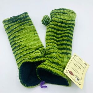 Green Striped Fingerless Gloves